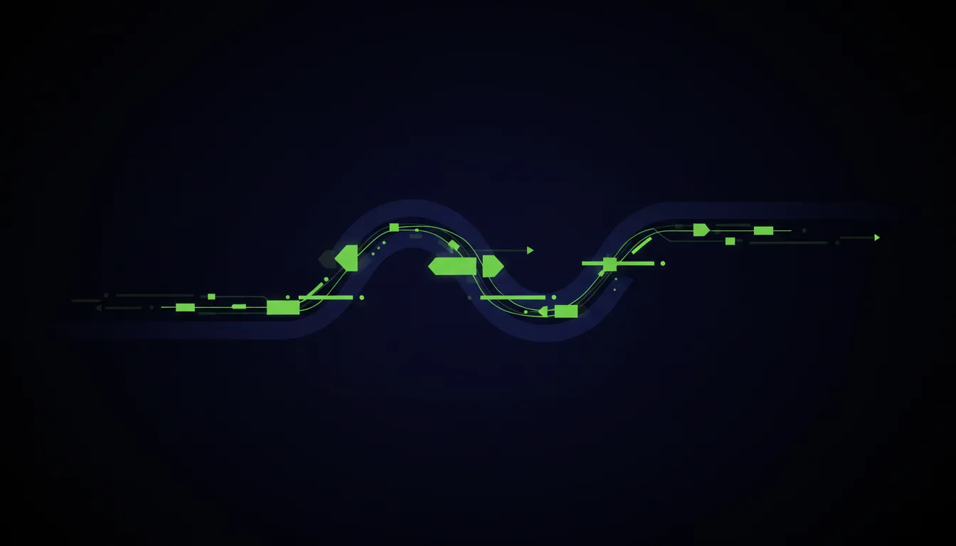 Minimalist illustration of a pipeline representing AI workflows