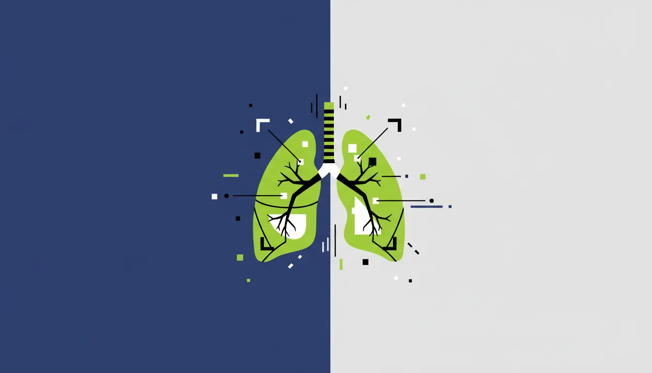 A flat illustration of a lung silhouette representing medical imaging.