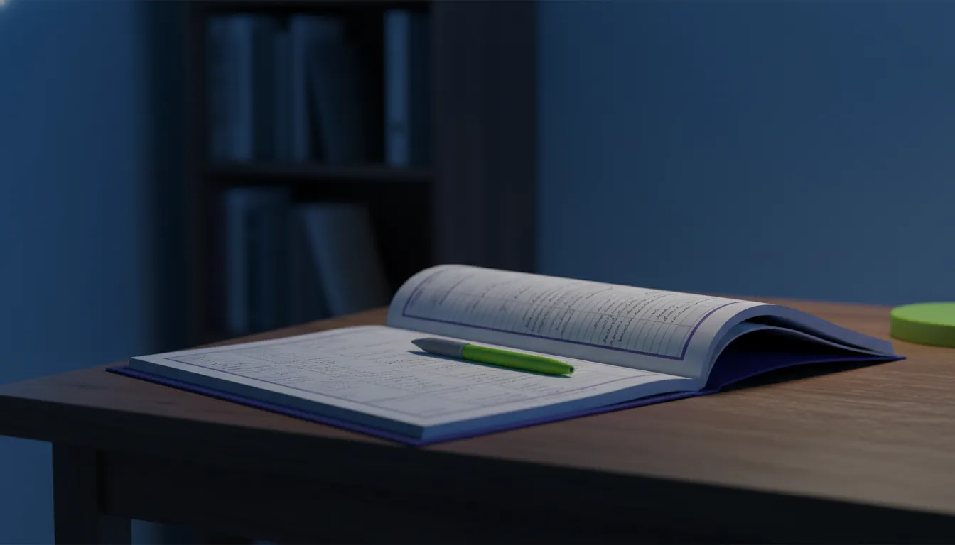 An open medical file on a desk in a dimly lit office, emphasizing patient data.