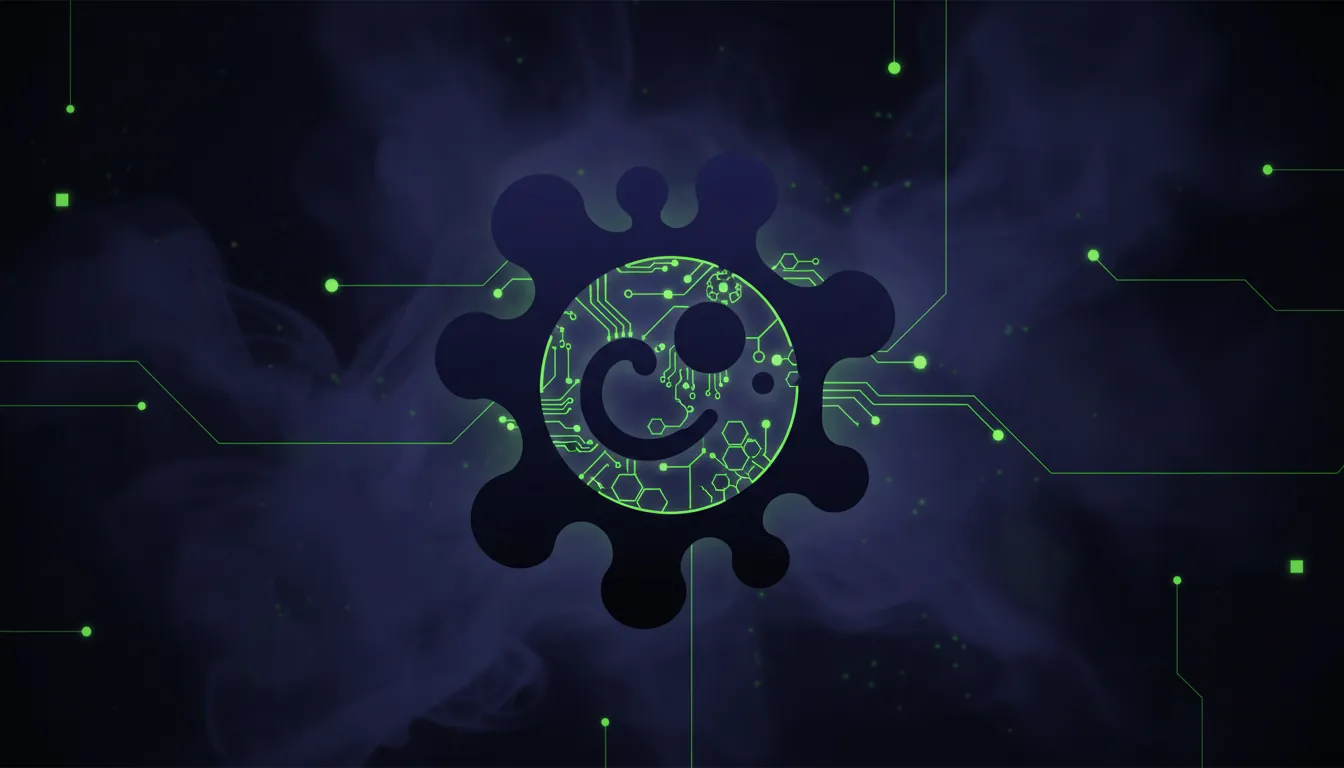 A minimalist representation of a cancer cell with AI elements