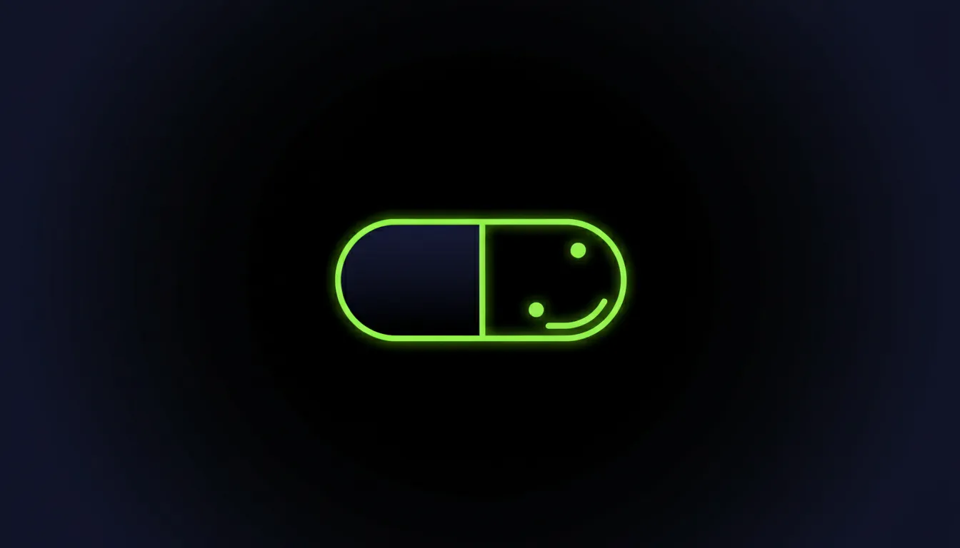 A minimalist illustration of a pill symbolizing drug discovery in biotech.