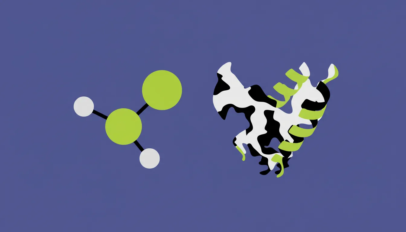 Flat design of a small molecule and protein silhouette