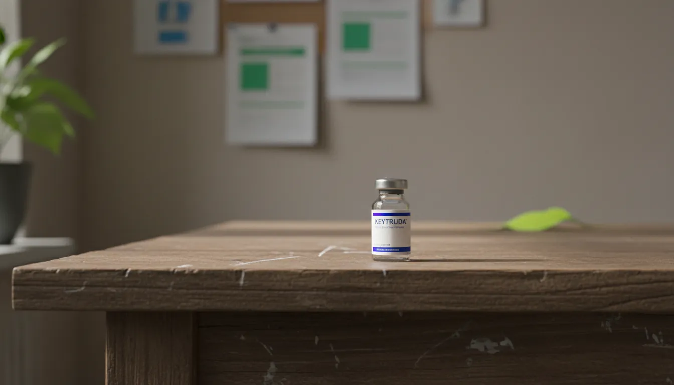 A vial of KEYTRUDA in a clinical setting