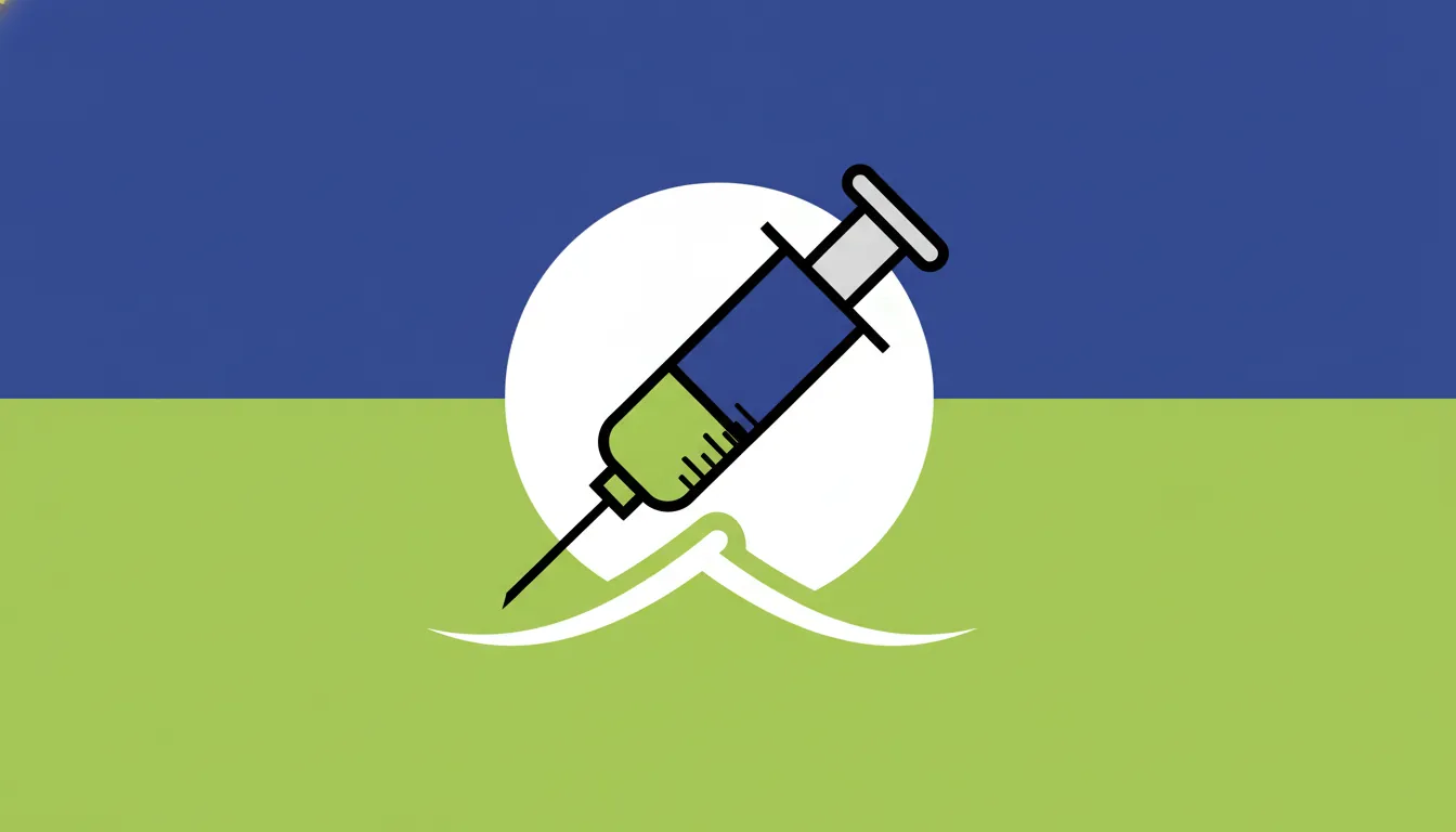 A minimalist illustration of a vaccine syringe