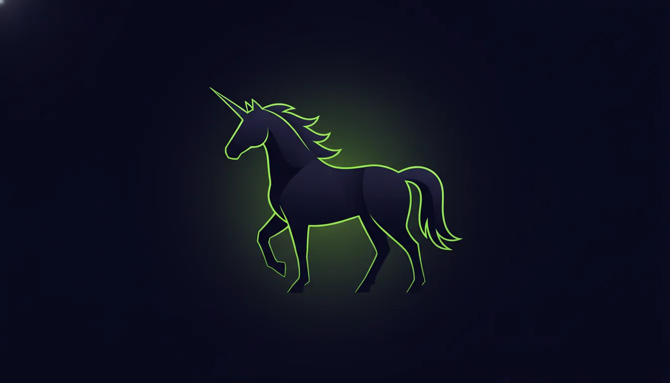 A minimalist illustration of a unicorn representing a startup in London's tech ecosystem.