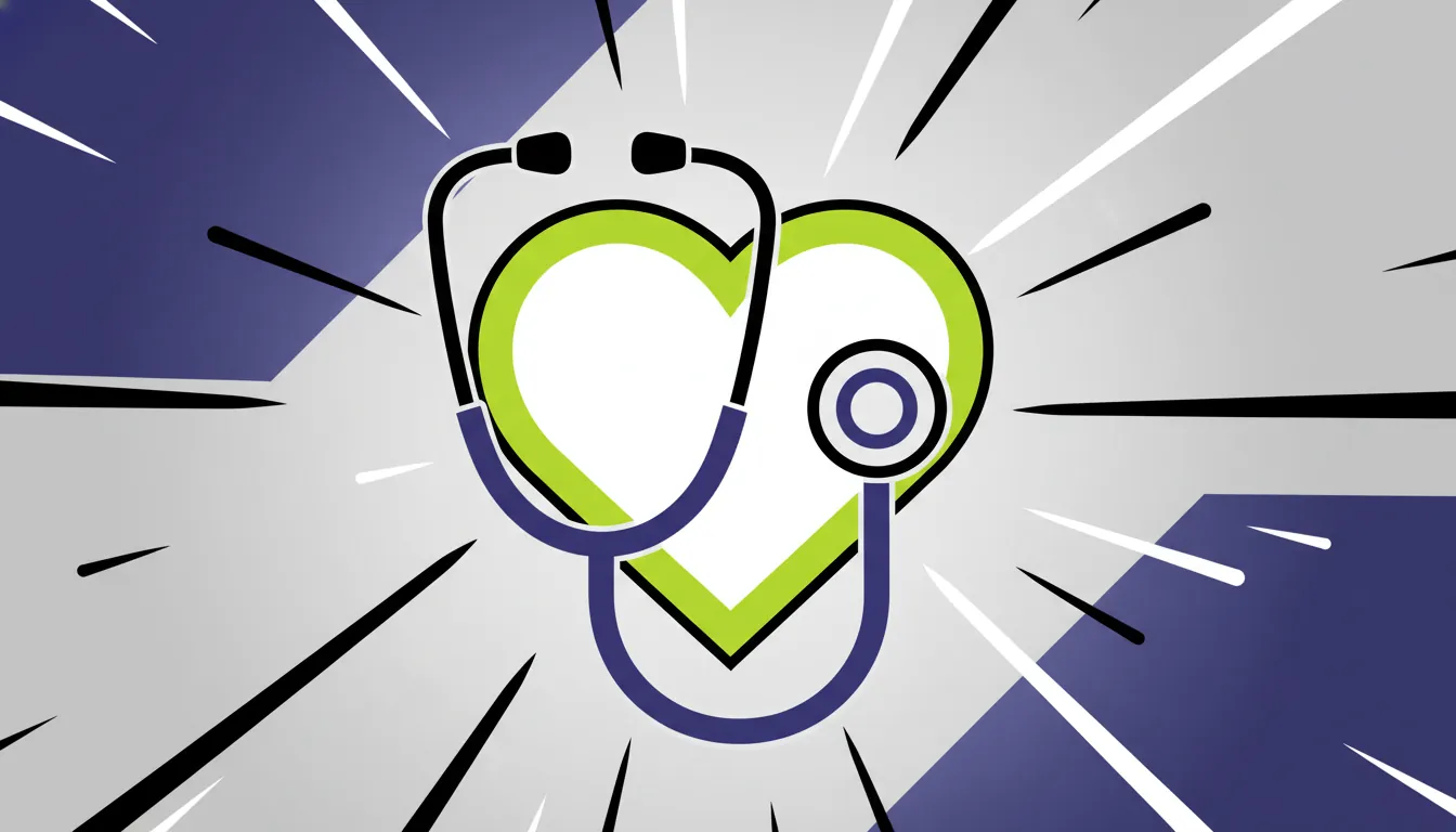 A minimalist illustration of a stethoscope and heart symbolizing healthcare and AI integration.