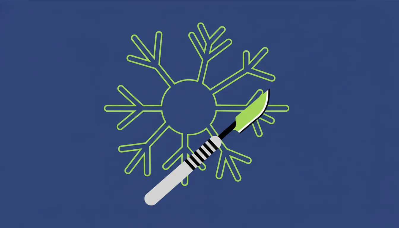 A neuron and a surgical scalpel in flat design