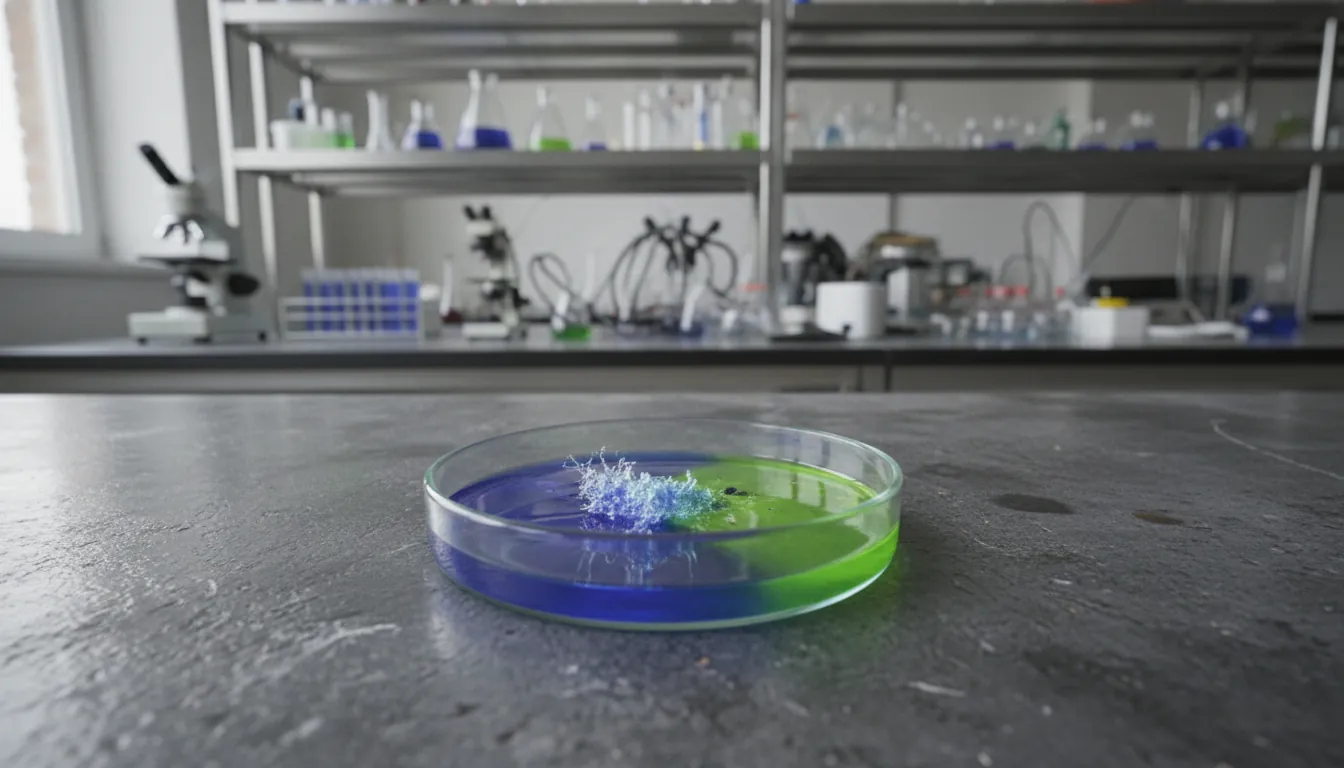 A genomic sample in a petri dish on a lab bench