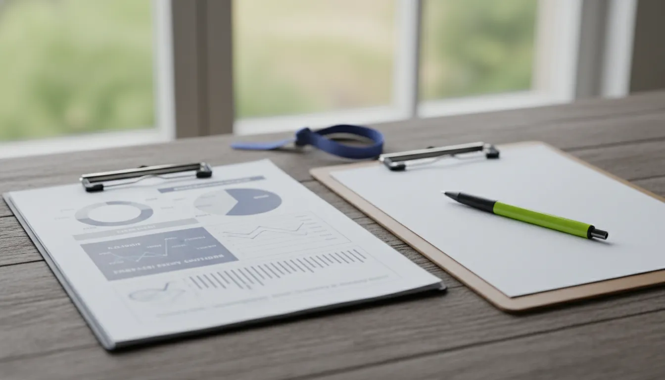 A medical data report on a desk in a clinical office