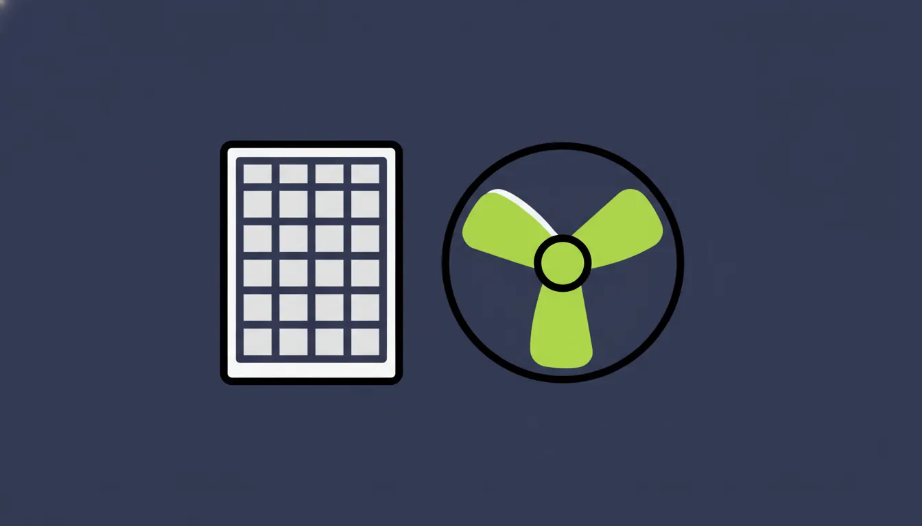 Flat illustration of an air filter and fan blade on a solid background