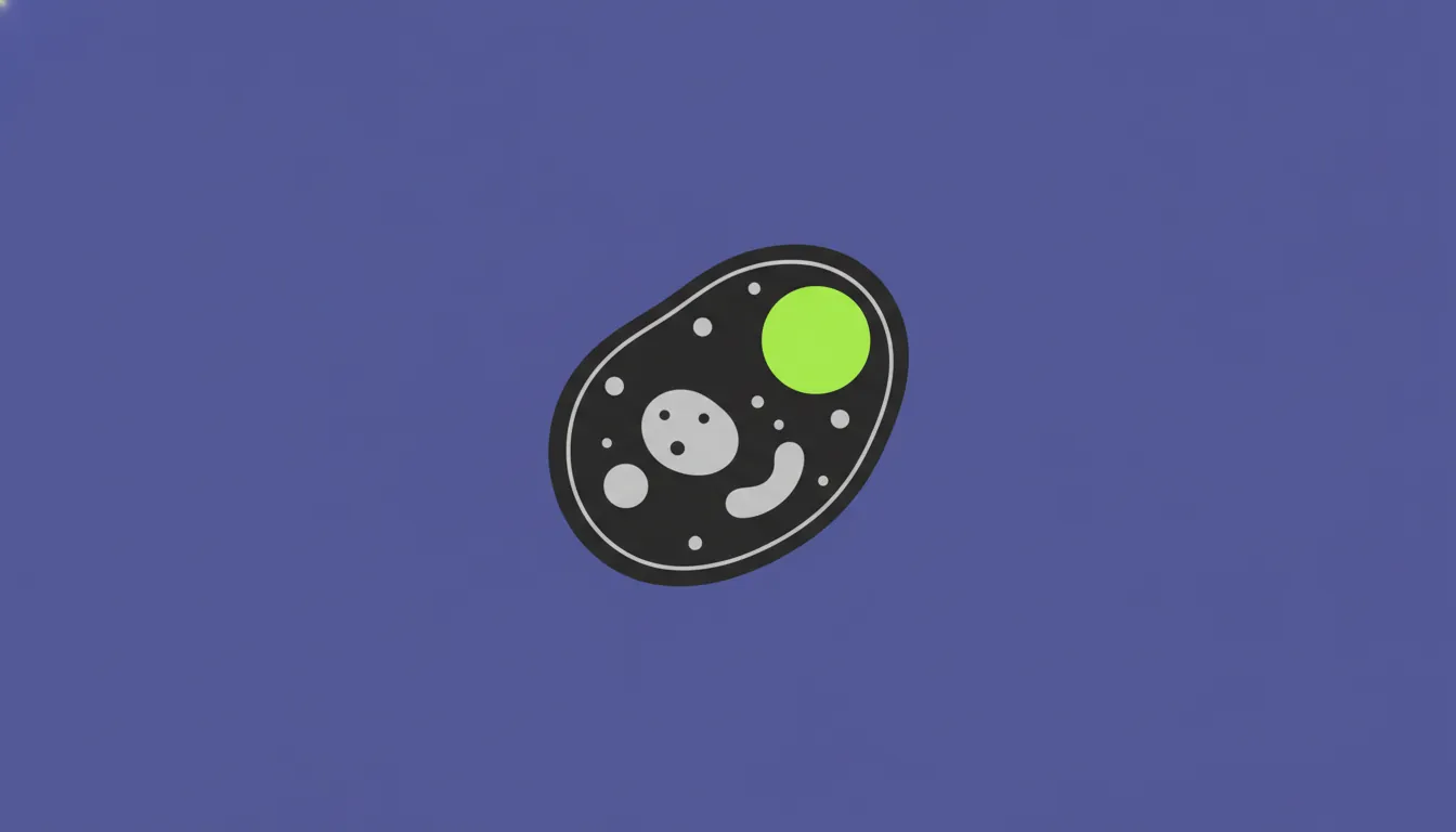 A flat illustration of a cell with a highlighted biomarker in a minimalist design.