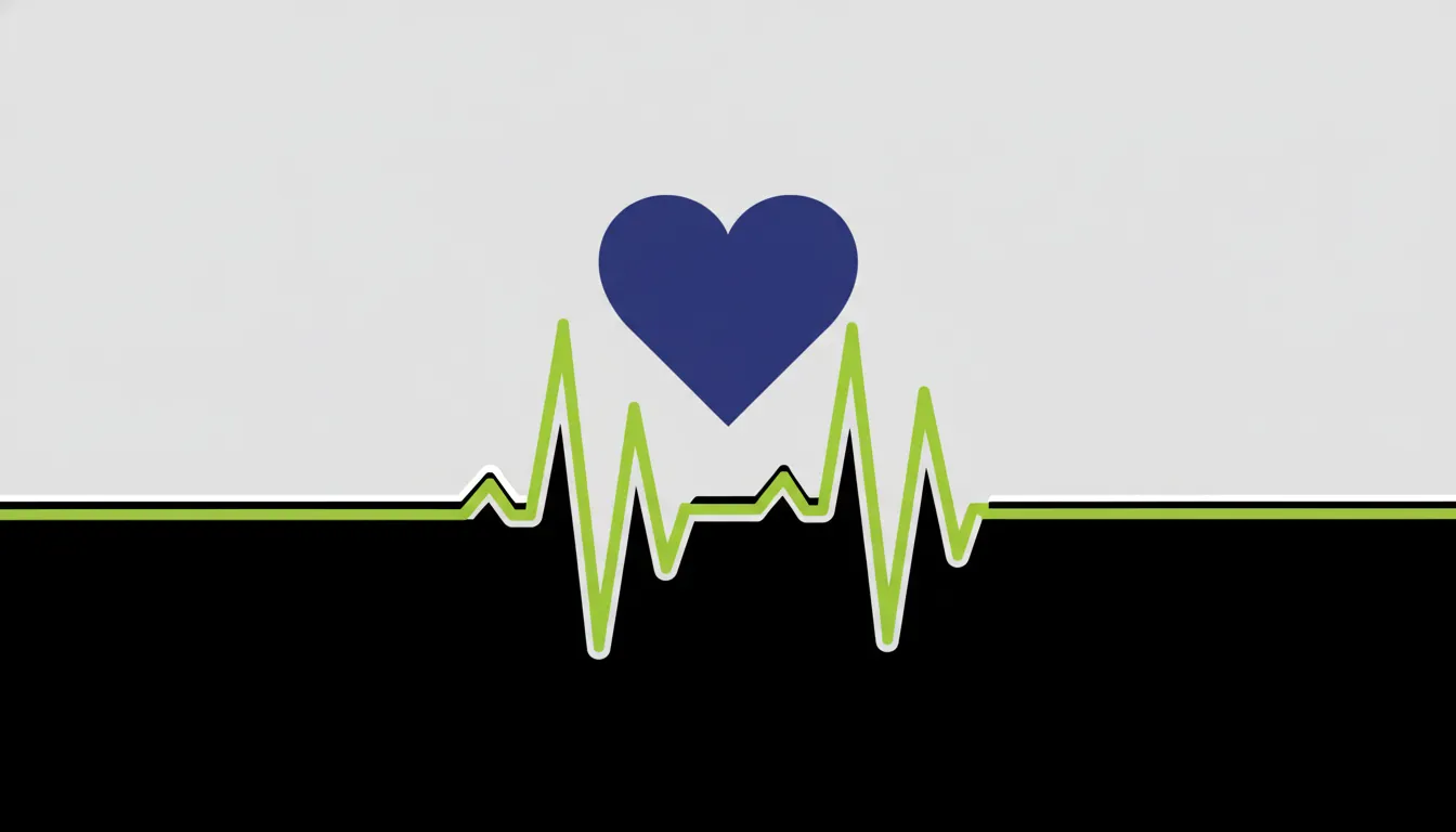 A minimalist illustration of a heart and echocardiogram wave pattern.
