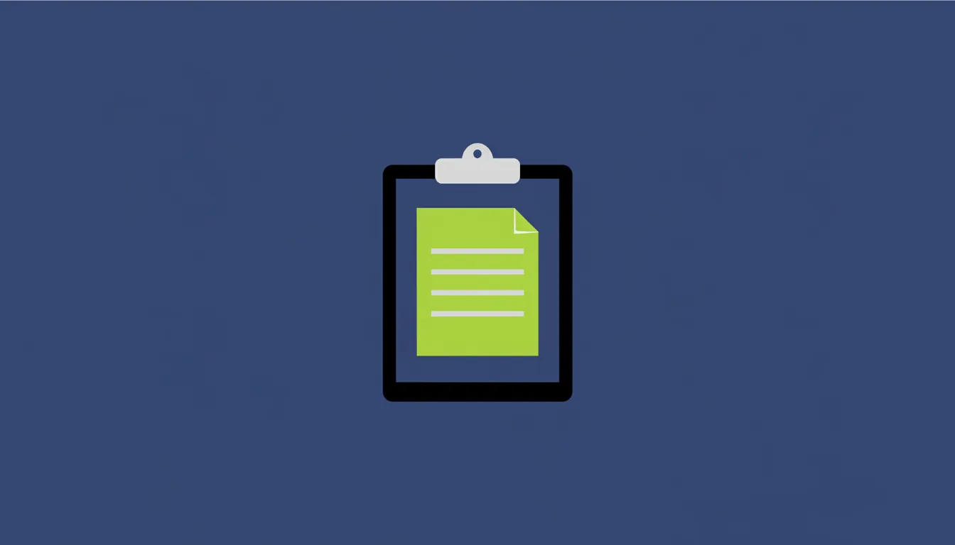 A minimalist illustration of a clipboard with a document, symbolizing documentation processes.