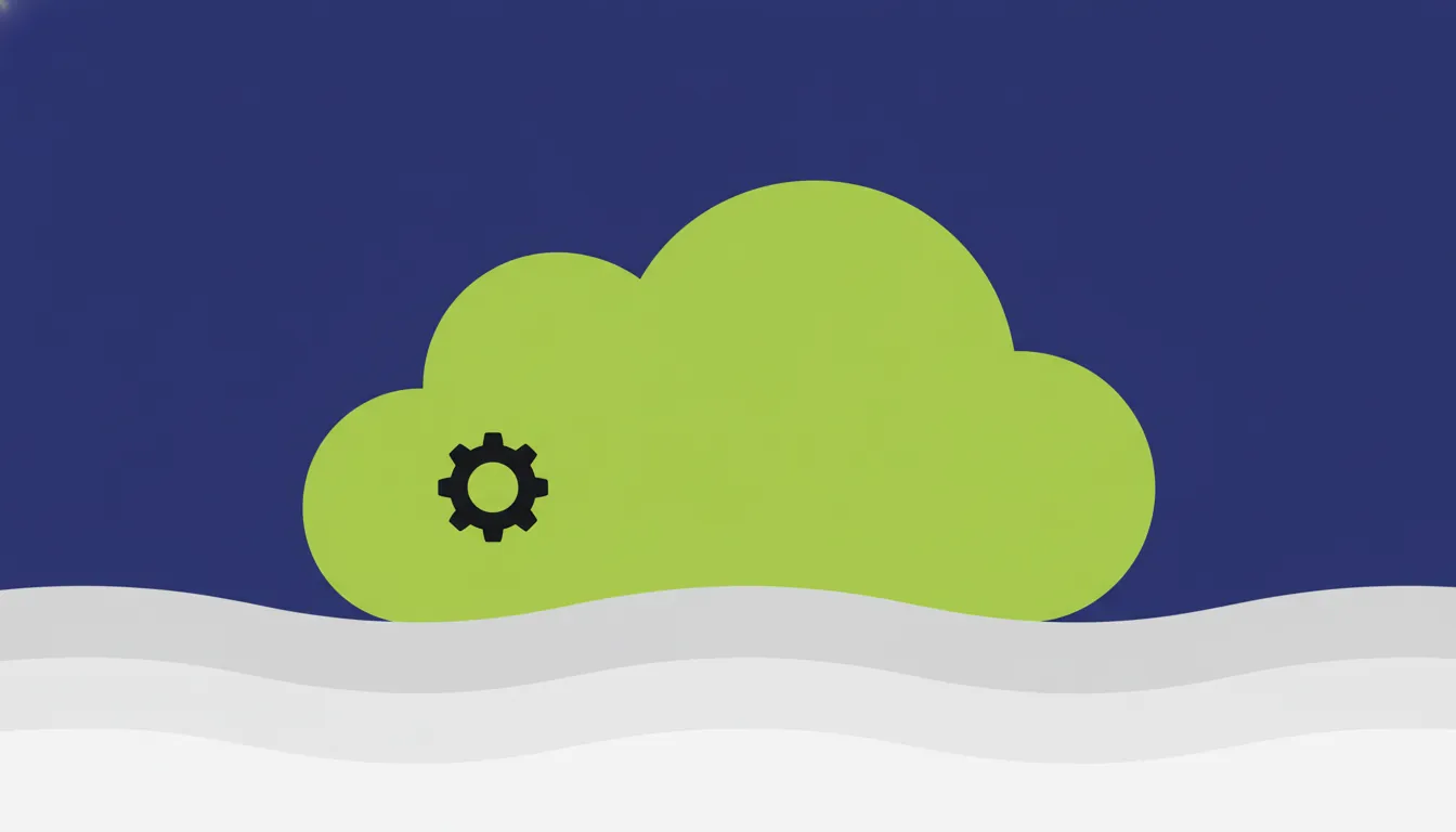 Flat design of a cloud and gear representing Veeva's cloud platform and quality management tools.