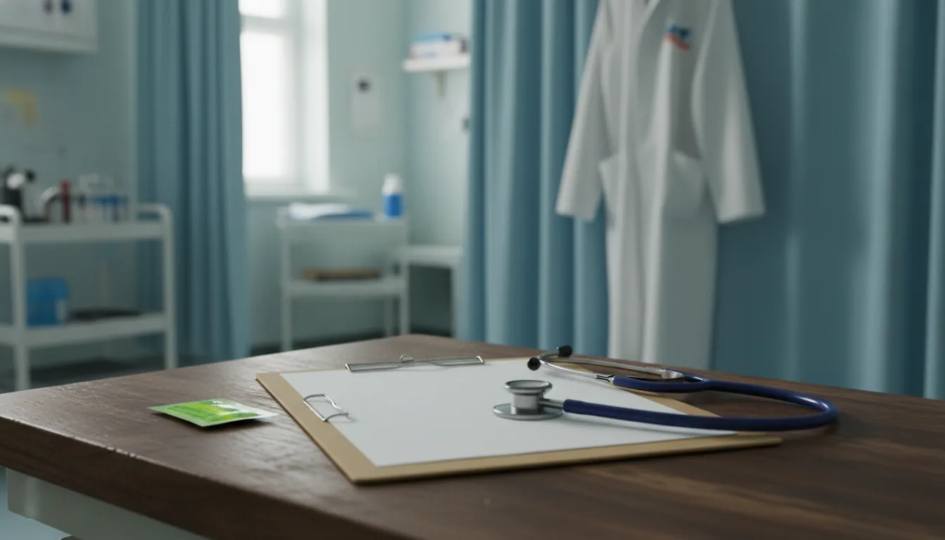 A medical chart and stethoscope in a clinical setting