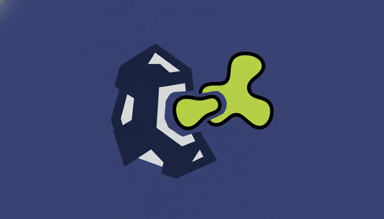 A minimalist representation of an enzyme structure and a molecule in flat design.