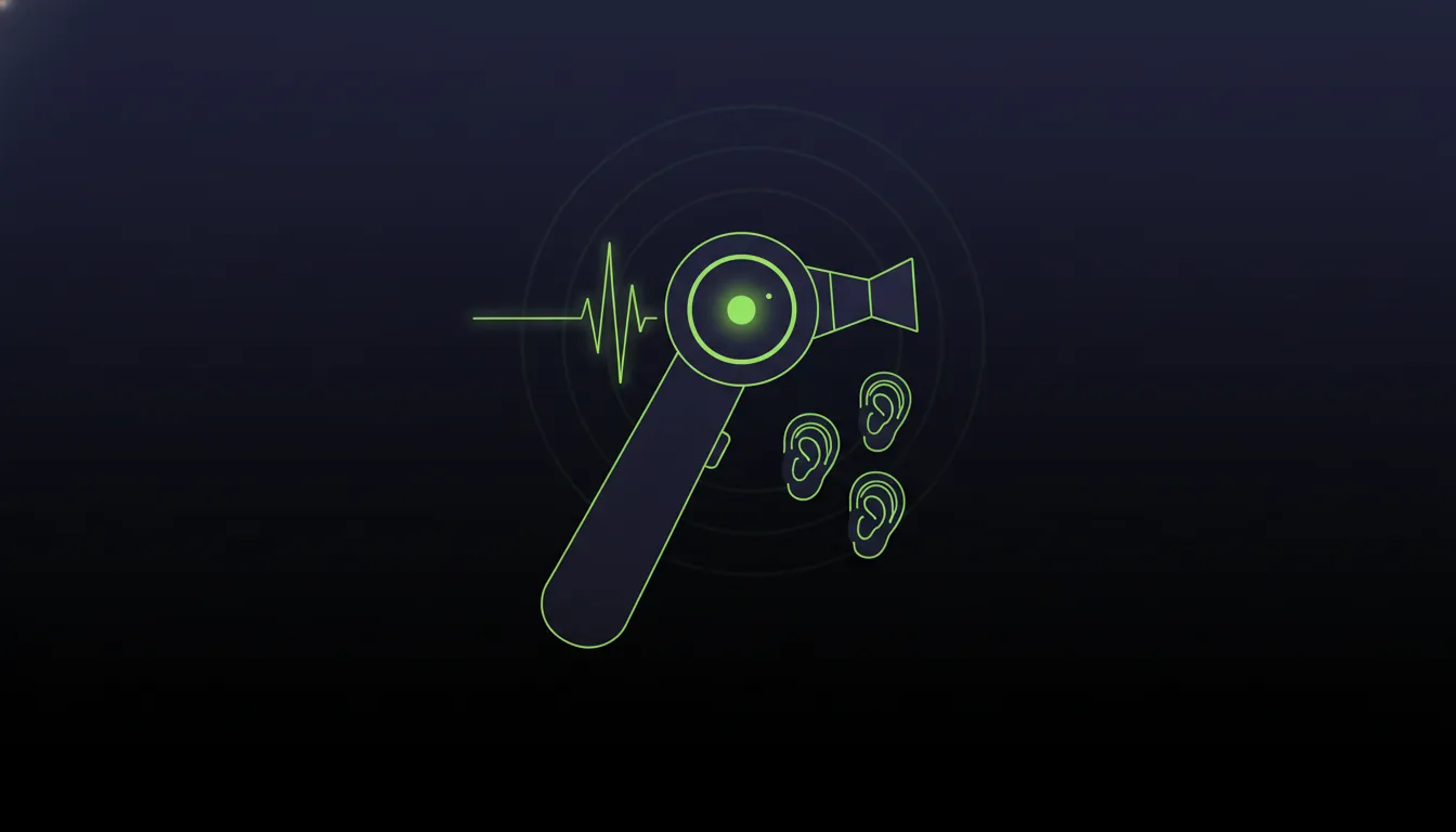 A minimalist representation of a smart otoscope for pediatric healthcare.