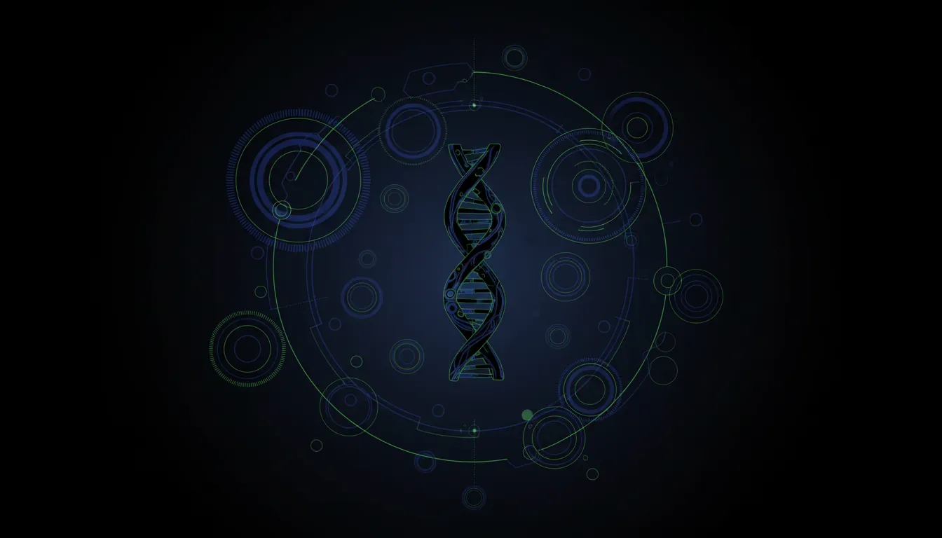 Stylized DNA double helix with patient connection symbols