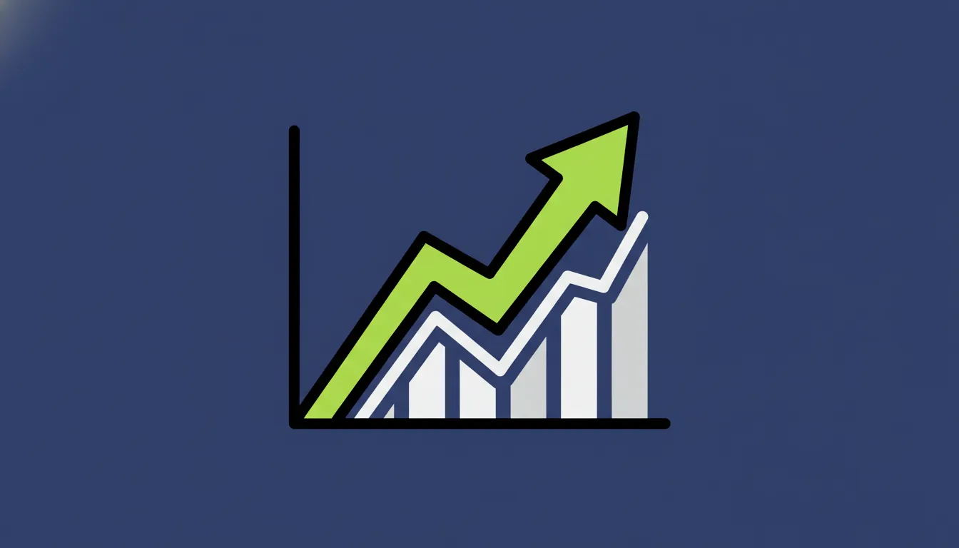Minimalist illustration of a stock chart with an upward arrow