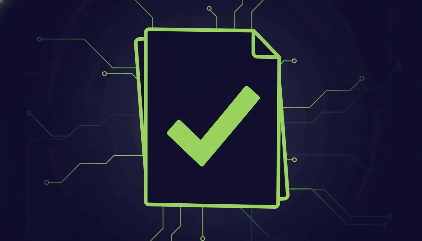 A flat silhouette of a regulatory document with a checkmark, symbolizing compliance in life sciences.