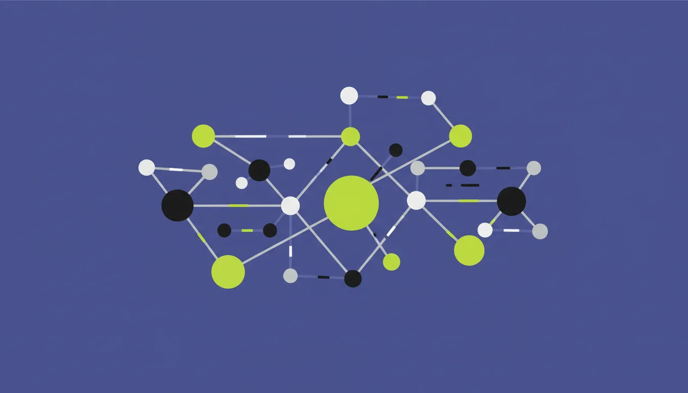 A flat illustration of a molecule structure on a solid background.