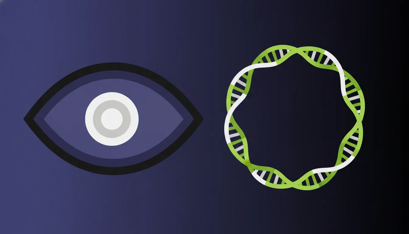 A minimalist illustration of a retina and circular RNA strand for Alzheimer's detection.