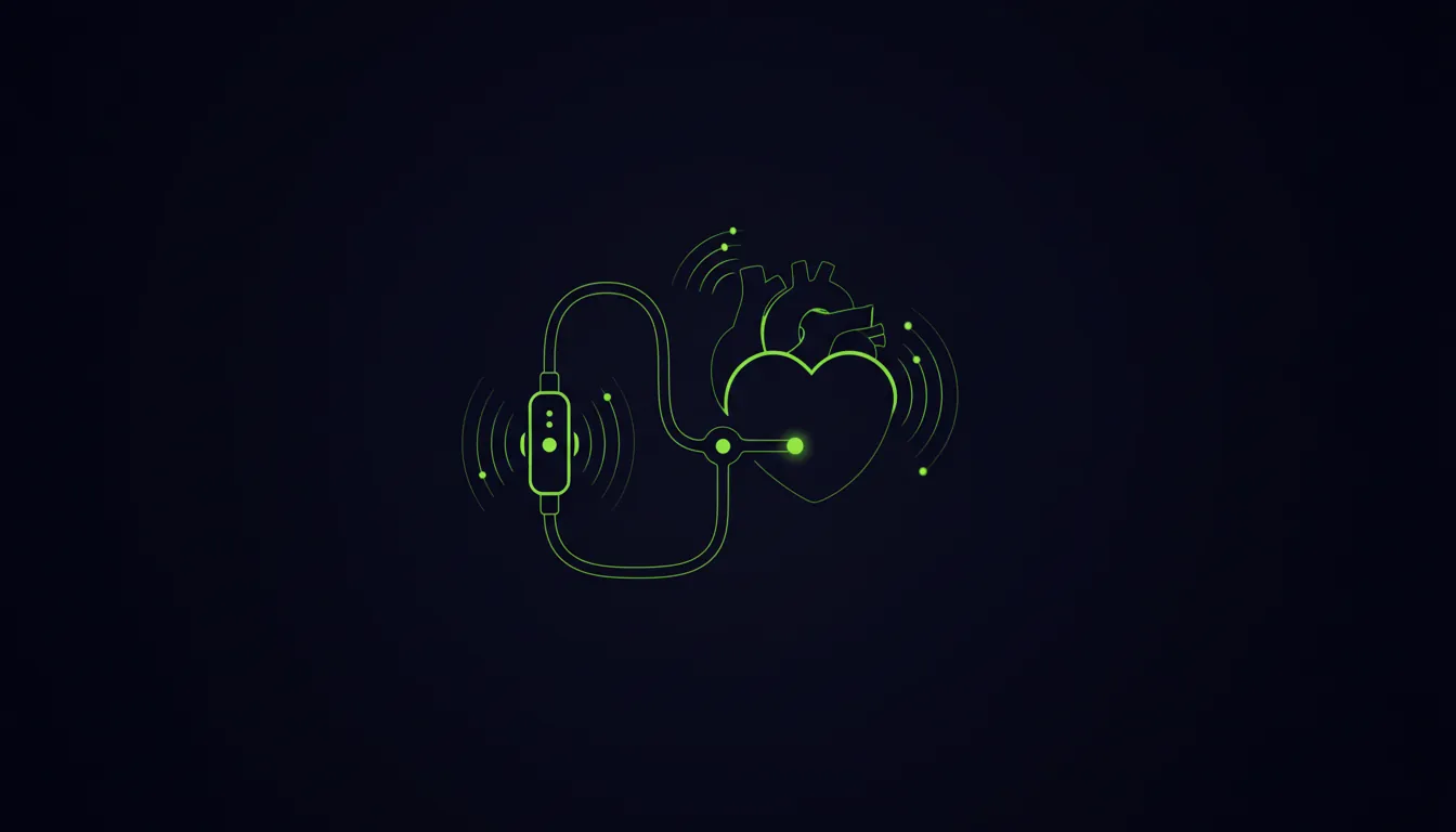 Minimalist illustration of ECG lead and heart