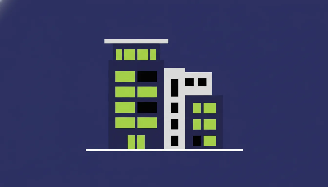 Minimalist illustration of an office building representing AI expansion in Milan.