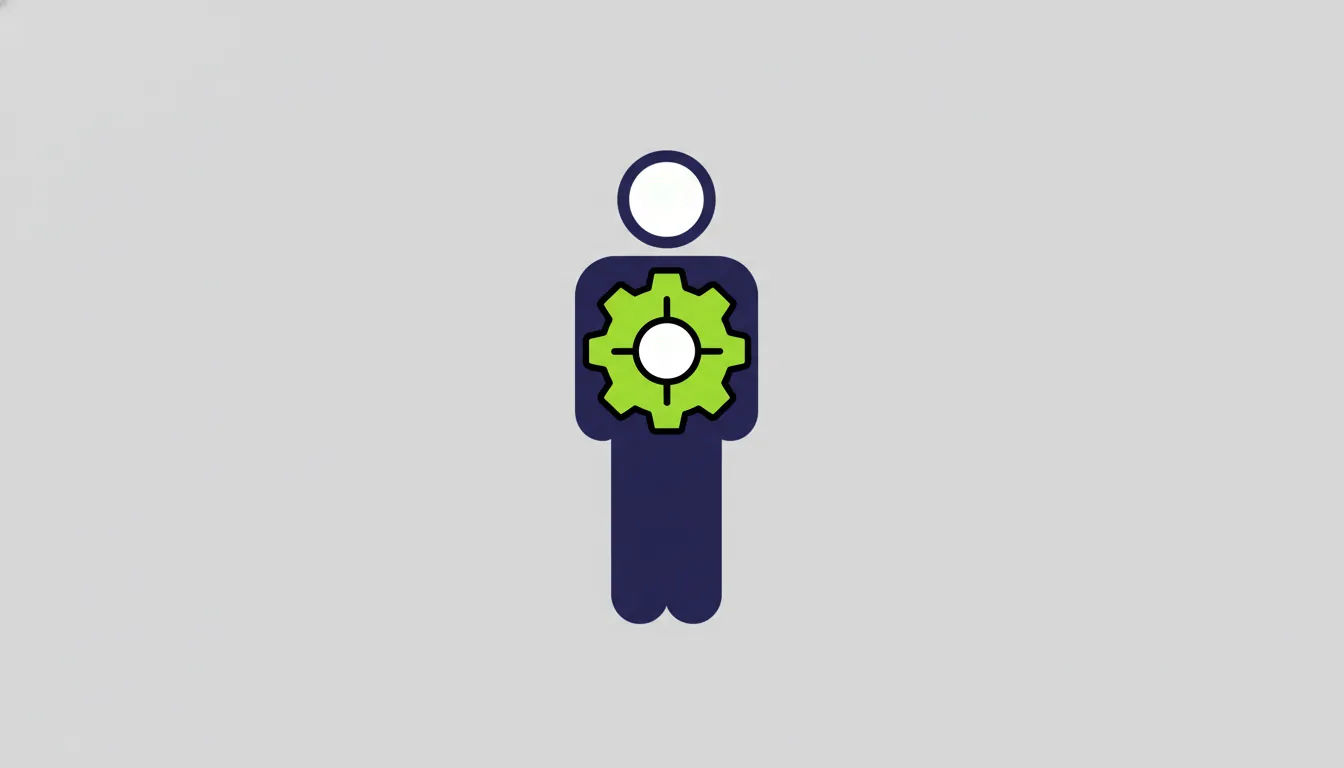 Silhouette of a human figure with a gear symbol, representing the biotechnology workforce.