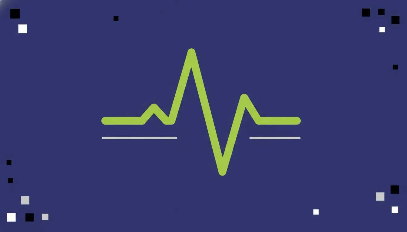 A flat illustration of an ECG line on a solid background