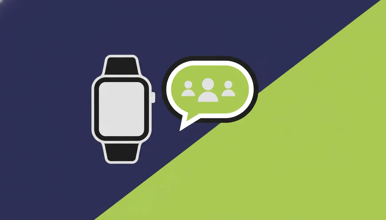 A minimalist illustration of a smartwatch and a speech bubble representing digital health and social media.