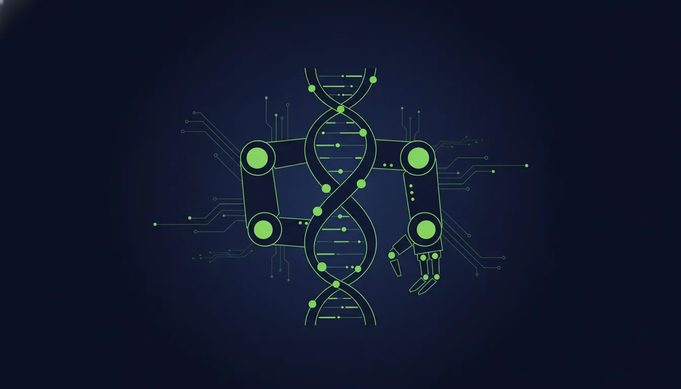 RNA molecule and robotic arm illustration