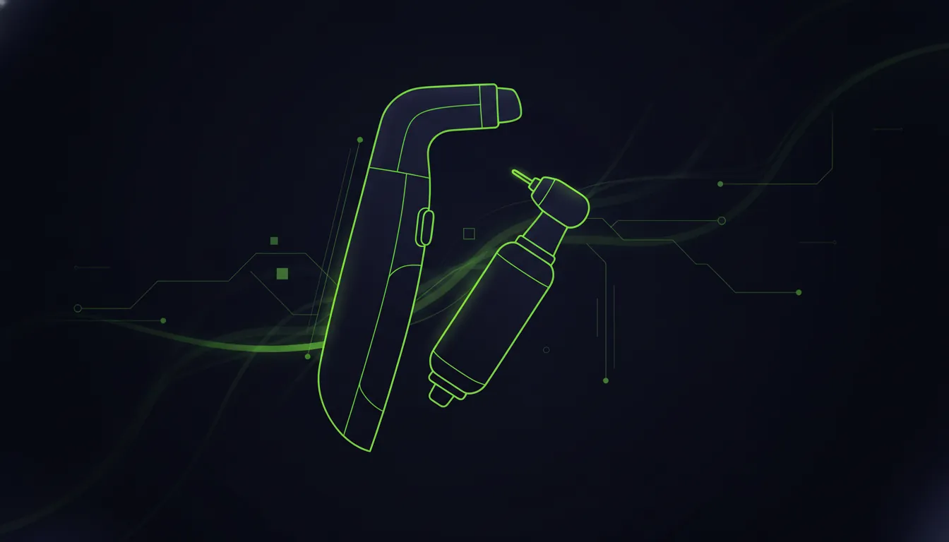 Minimalist illustration of dental equipment