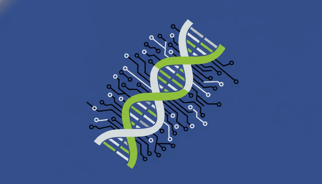 A minimalist representation of DNA and AI integration in biotech