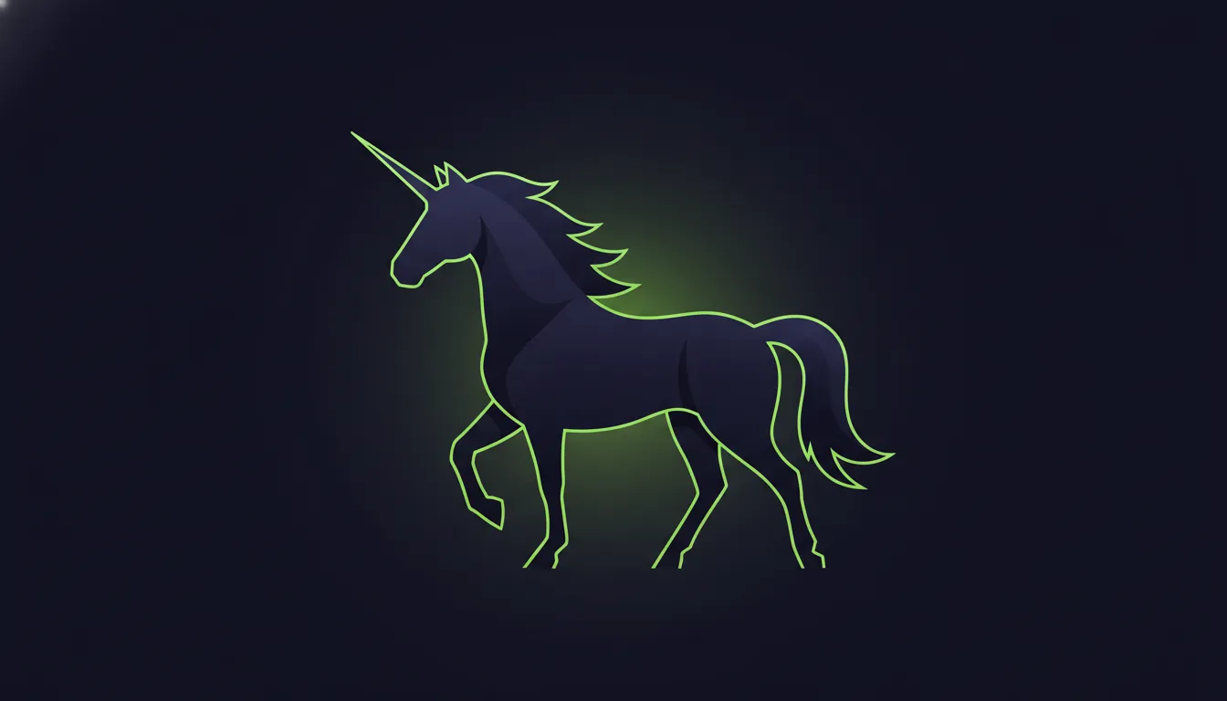 A minimalist illustration of a unicorn representing a startup in London.