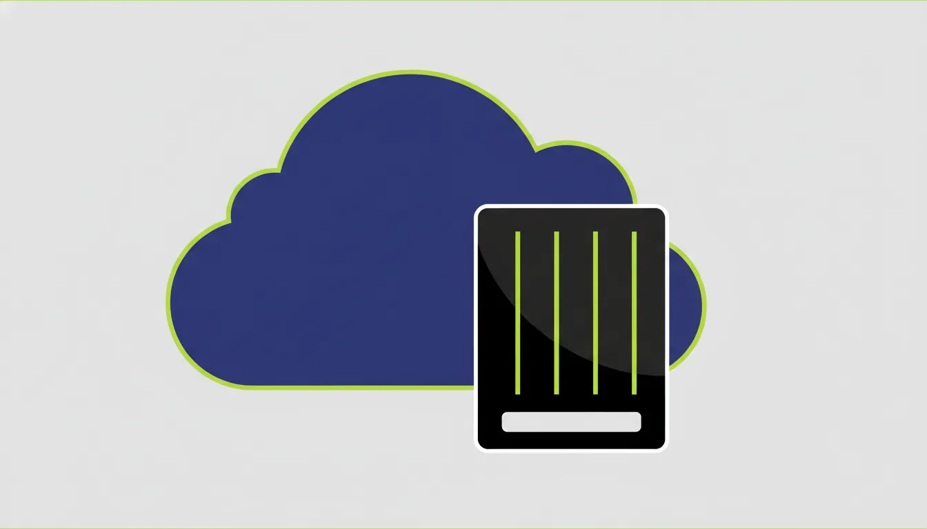 A minimalist illustration of a cloud above a data center, symbolizing cloud infrastructure.