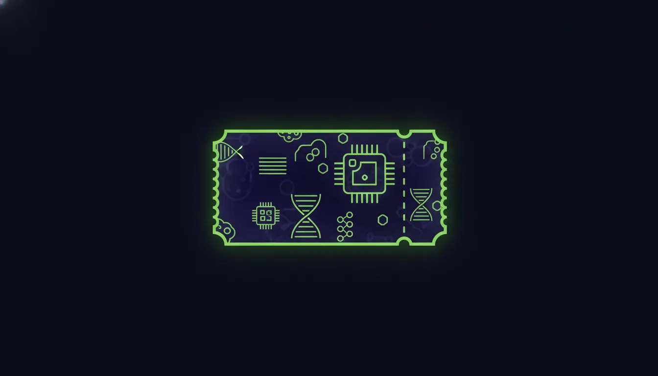 A minimalist representation of a golden ticket symbolizing biotech opportunities.
