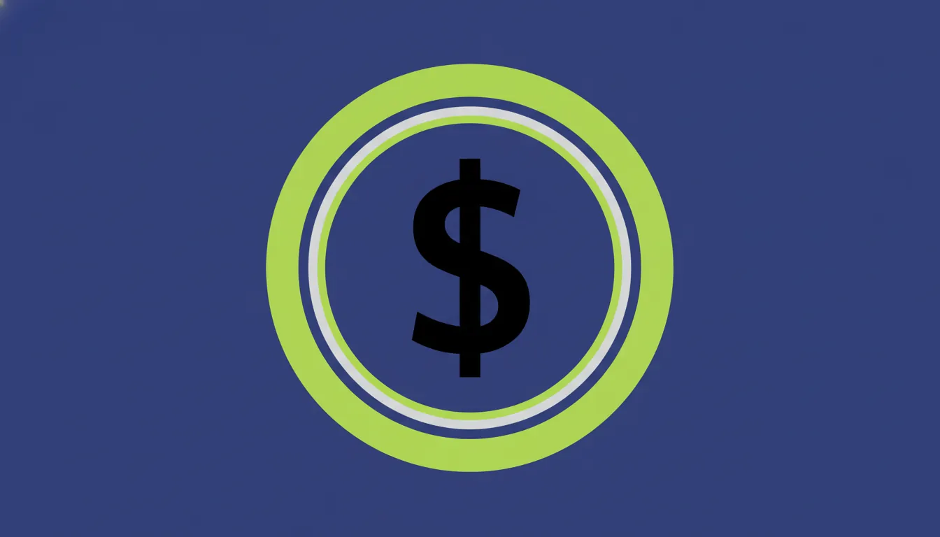 A minimalist representation of cash flow with a dollar sign and circular shape.