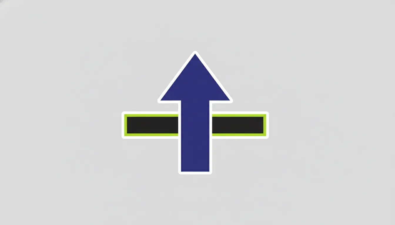 A minimalist representation of tariffs and policy changes with an upward arrow and horizontal line.