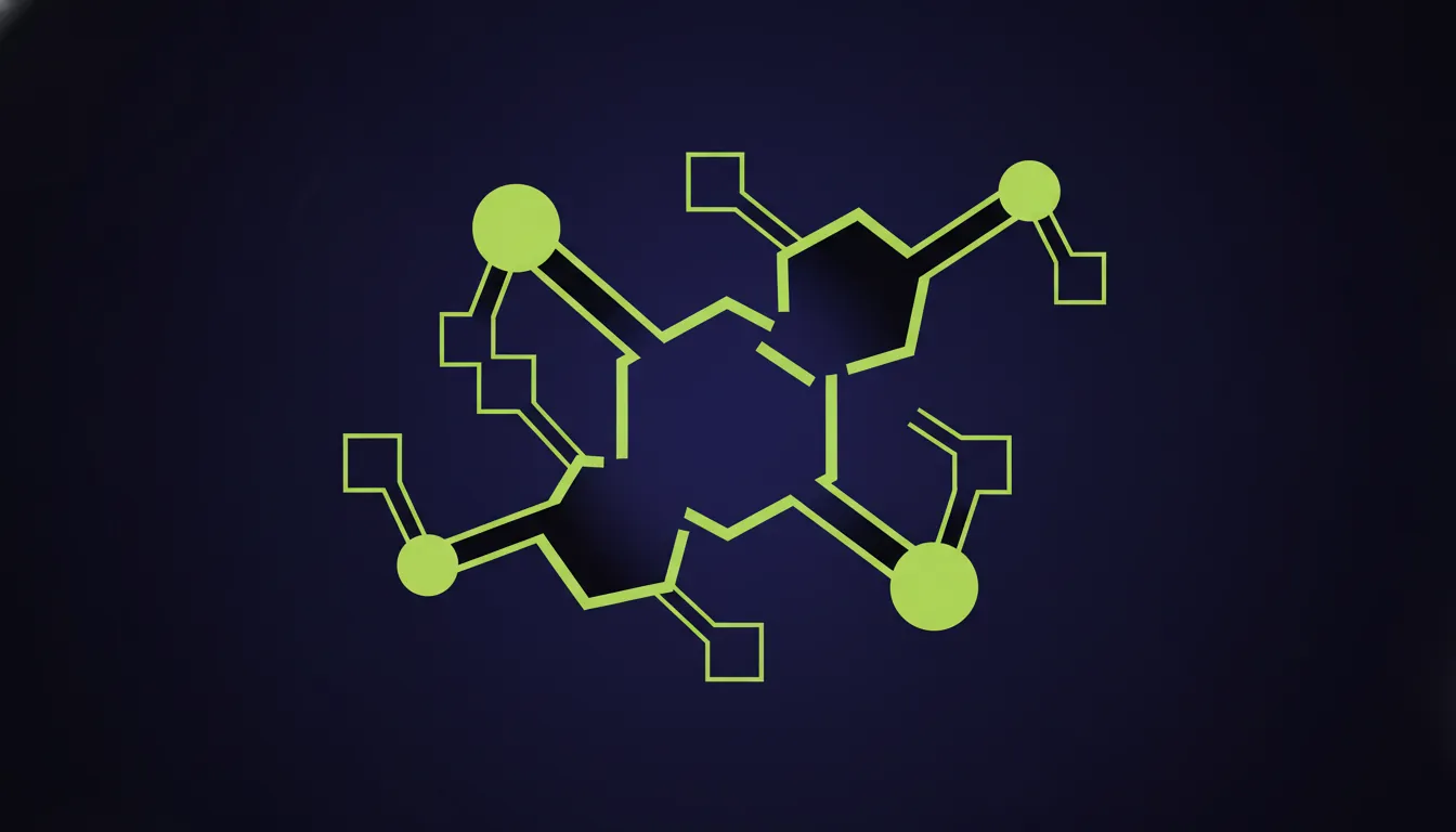 A minimalist representation of a drug compound in a dark palette.