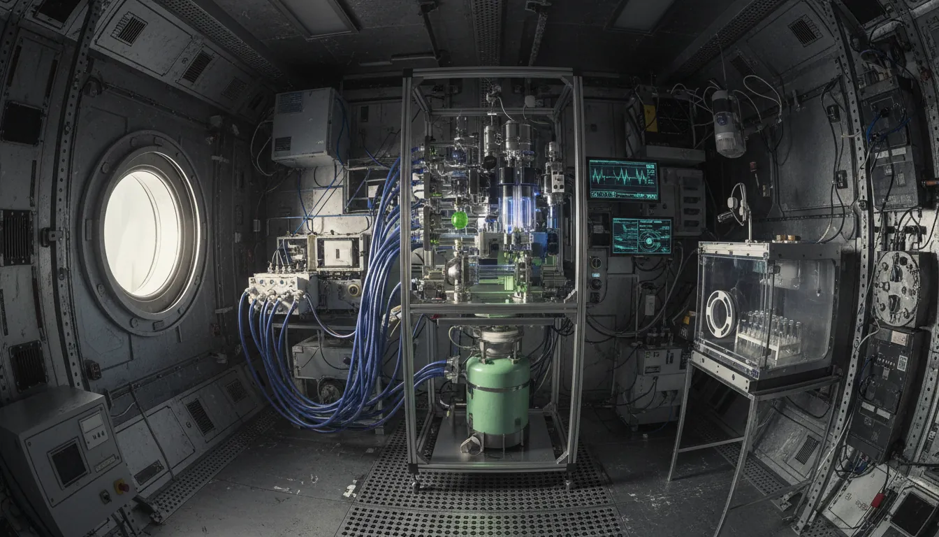 A crystallization device in a space lab setting
