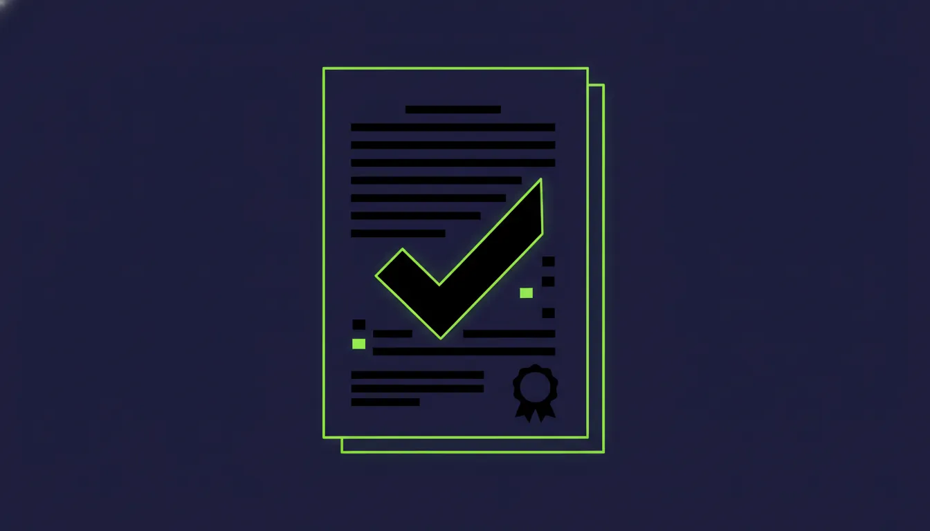 A minimalist illustration of a document with a checkmark, symbolizing approval in medical review processes.
