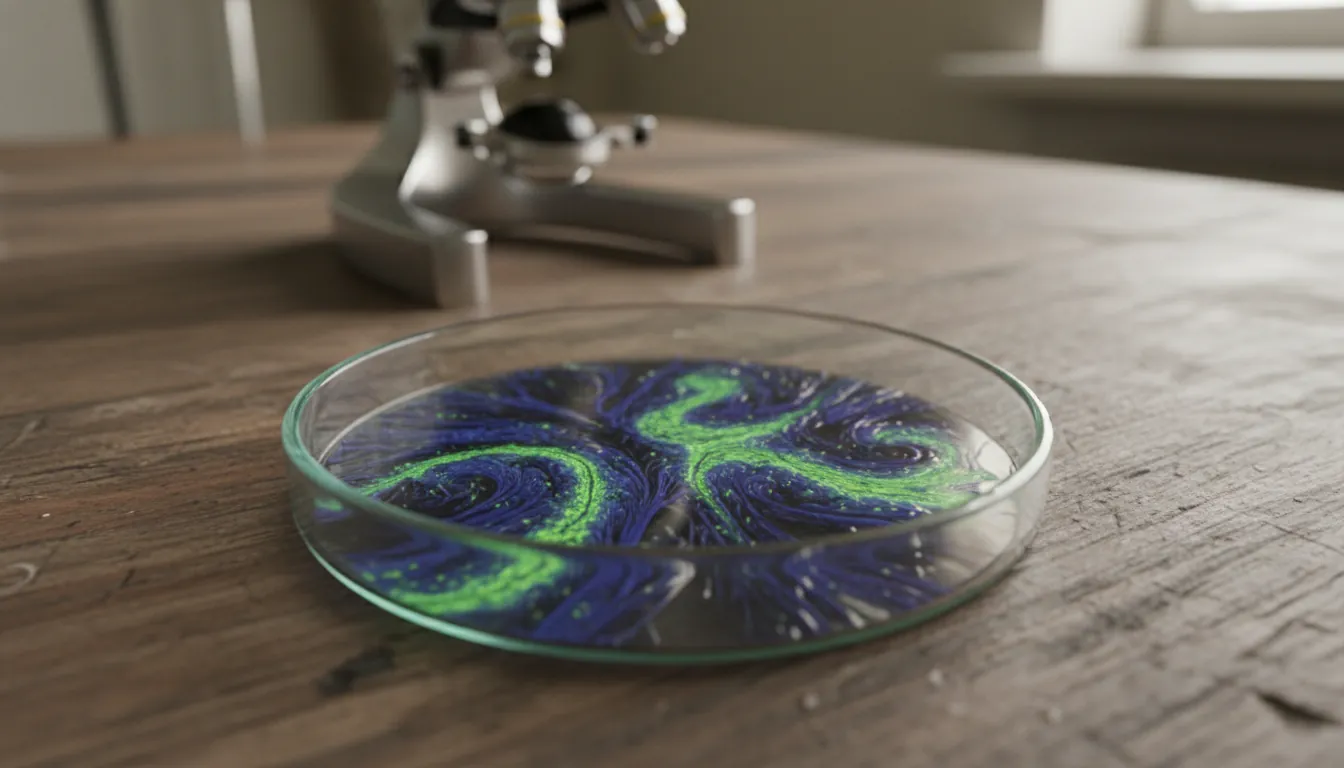 A petri dish with a cell sample in a lab setting
