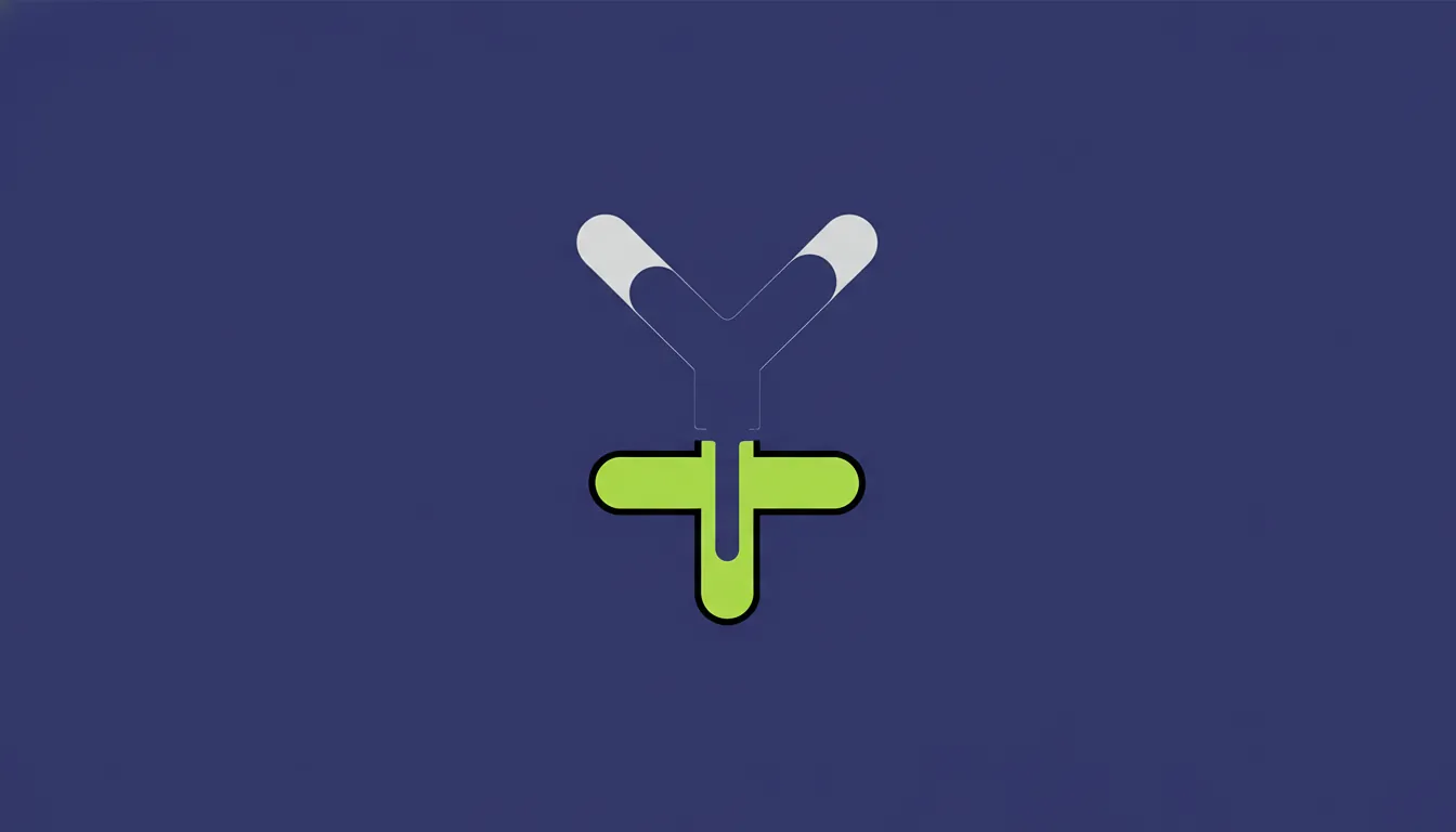 A minimalist representation of a bispecific antibody in flat design.