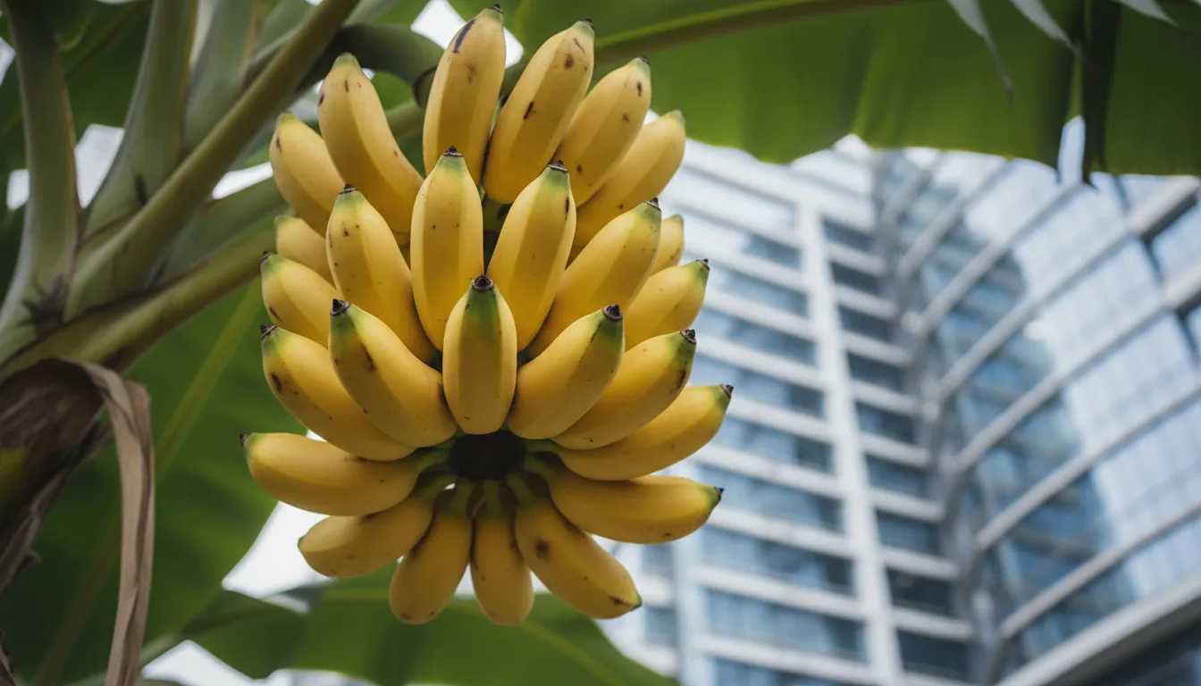 A banana plant in front of the Geneo life sciences hub in Singapore.