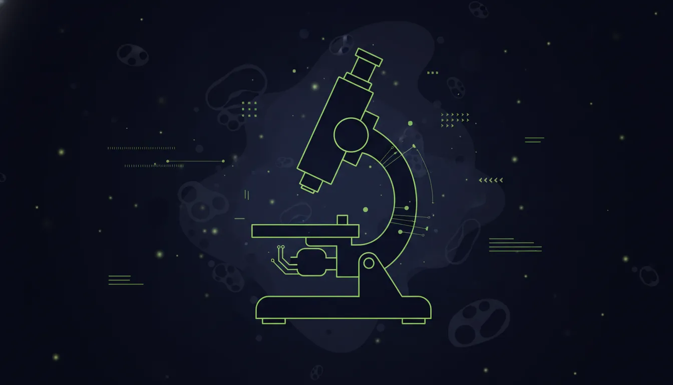 Minimalist illustration of a microscope representing AI-powered microscopy.
