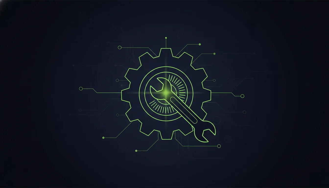 A minimalist illustration of a gear and wrench representing repair diagnostics.