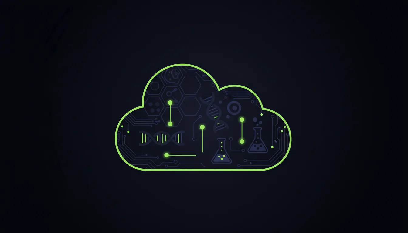 A minimalist cloud icon symbolizing cloud computing in life sciences.