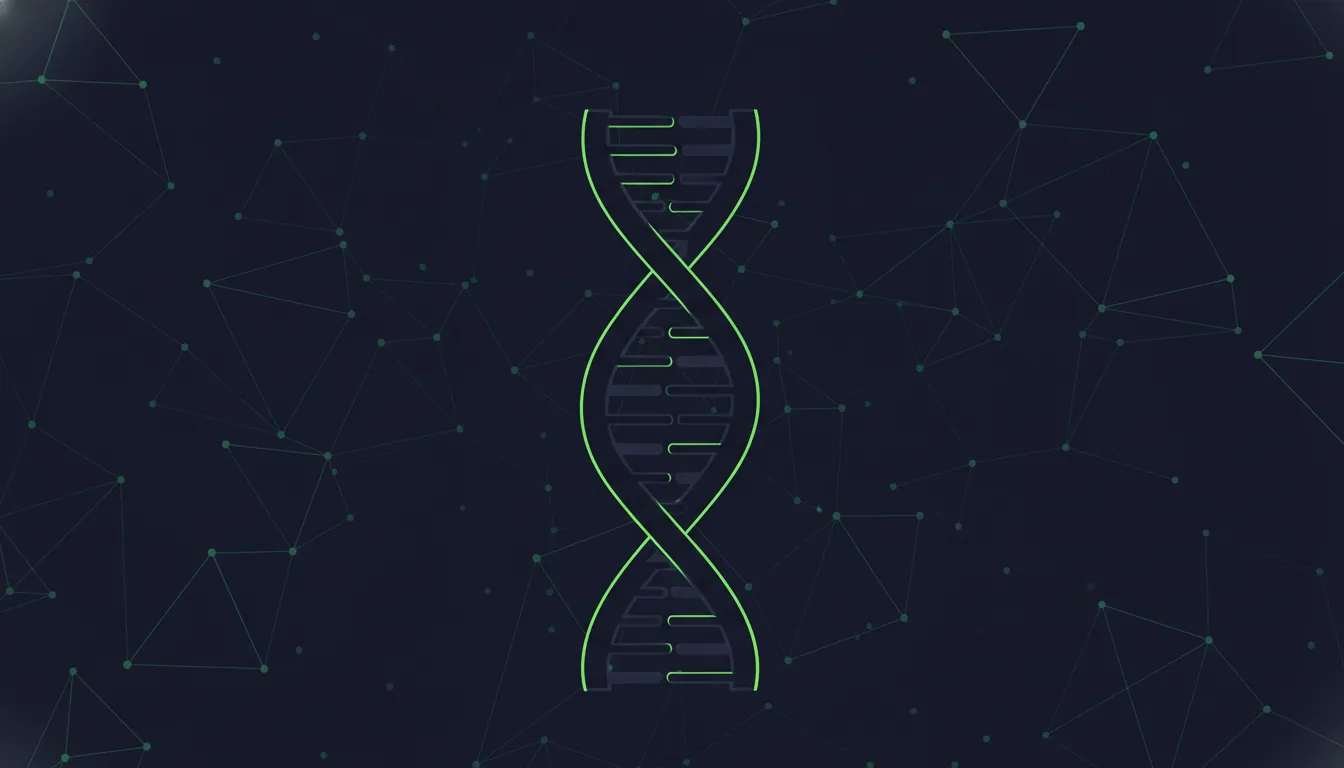 Minimalist illustration of a DNA strand and genetic data