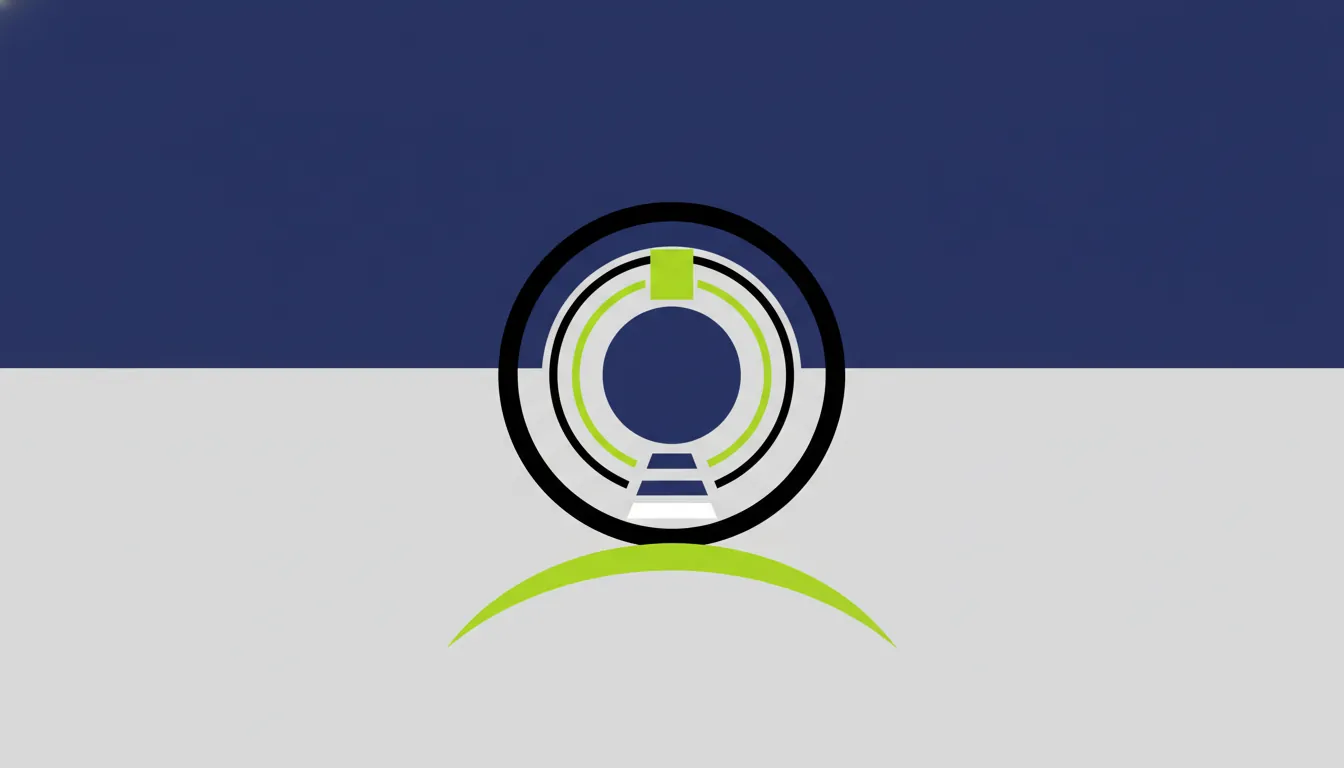A minimalist representation of a microscope lens in flat design.